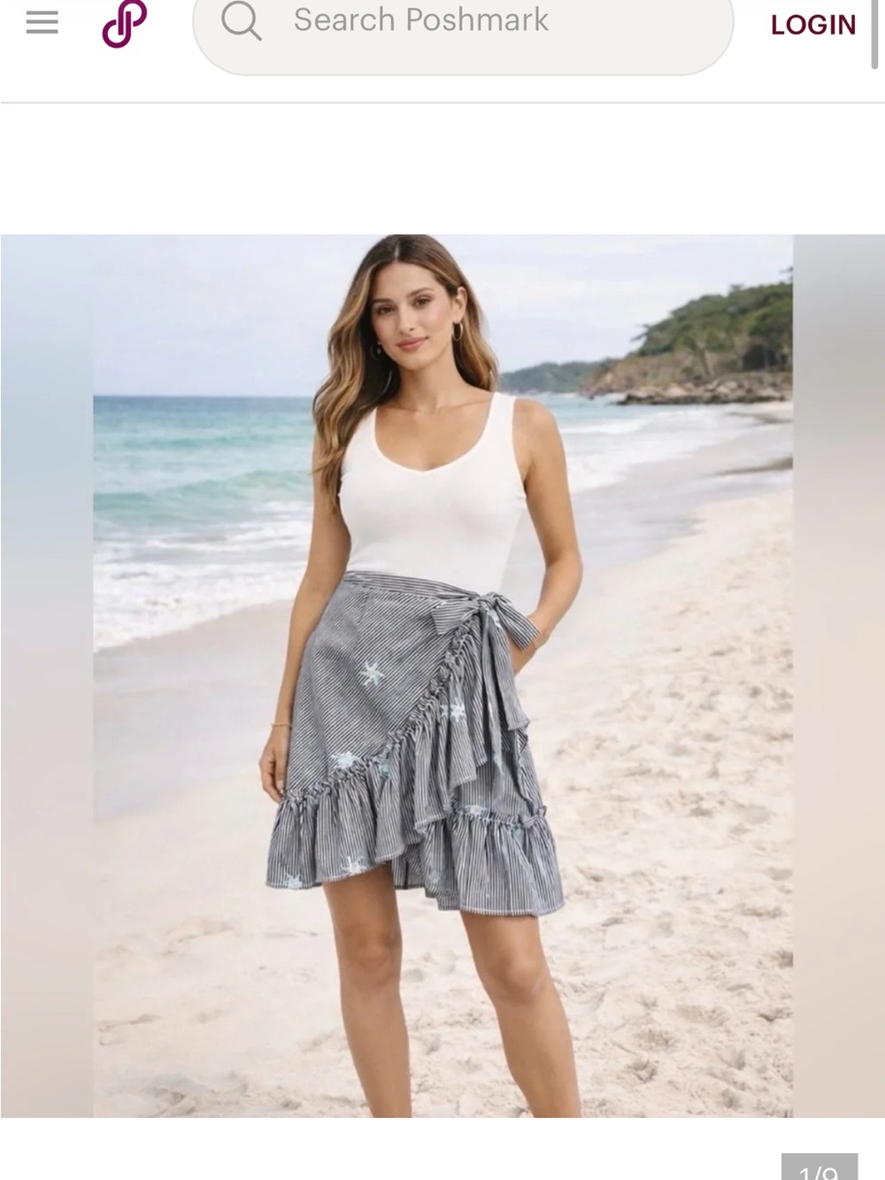 Striped Ruffle Wrap Skirt in Gray with matching top. SET!